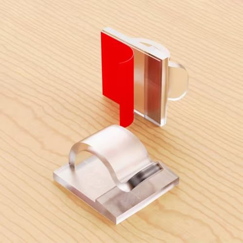 50Pcs Clear Adhesive Cable Clips, Small Upgraded Wall Wire Holders for PC Cord Management, Christmas Lights, Dash Cams & Ethernet Cables, Indoor/Outdoor Use