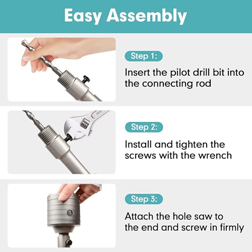 9Pcs Masonry Concrete Hole Saw Kit (30 40 65 80 100 mm) - color: 9Pcs