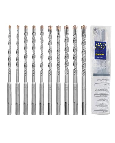 HIGHDRIL Concrete Drill Bit Set - 10Pcs 3/16" X2, 1/4" X3, 5/16" X2, 3/8" X2, 1/2" (6-inch Length) Carbide Masonry Drill Bit Kit, Hammer Drill Bits for Concrete, Brick, Stone, Granite - size: Kit 1
