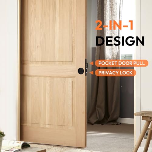 HBL' Pocket Door Lock with Handles Keyless Privacy Pocket Door Handle,Black - color: Black, size: Round