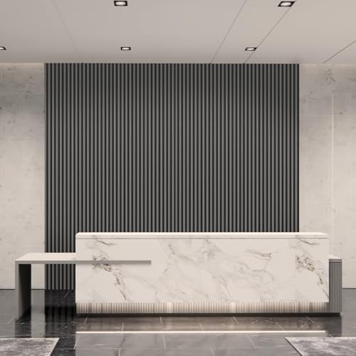Art3d 96 x 6 Inch 3D Fluted Wood Textured Slat Wall Panels, 8-Pack, Grey - color: Grey, size: 96*6