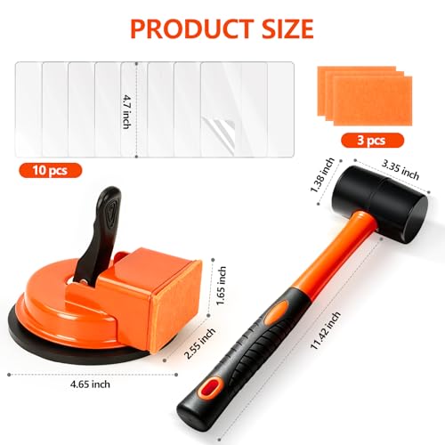 Floor Gap Fixer Tool, Heavy Duty Suction Cup Repair Laminate Flooring Gaps, Adjustable Leveling Setter with 10 Sticky Pads & 1 Rubber Mallet for Hardwood, Vinyl Plank, LVP & Tile Flooring Installation