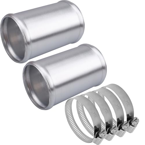AC PERFORMANCE 2.5" (63mm) OD Aluminum Alloy Hose Joiner Silicone Pipe Connector Bead, 4" Length with 304 SS Clamps, Pack of 2 - size: 2.5" (63mm) - 2PCS