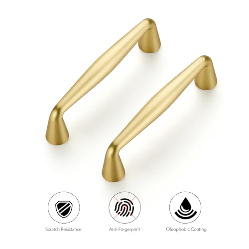 Ravinte Brushed Gold Cabinet Handles Solid Handles,3 Inch,10 Pack - color: Brushed Gold, size: 3 Inches Hole Center