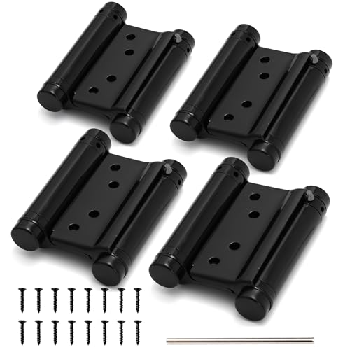 KOLET Double Action Door Hinges, 3 Inches, Matte Black, 4 Pack - color: Matte Black, size: 3 Inch
