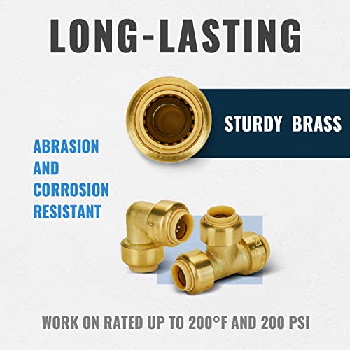 SUNGATOR Push Fitting 1/2 inch, 90 Degree Elbow (5 PCS), Tee (3 PCS), 8-PCS - style: 5E+3T, 8 Pack