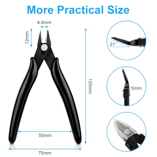 Ainiv Wire Cutters, 1PCS Spring-loaded Side Cutters Flush Cutters, Diagonal Cutters Precision Side Cutters, Diagonal Cutting Pliers in CRV Steel, Heavy Duty Cutting Pliers for Electrical, Homes - color: Black Wire Cutter-1pc, size: 1pc