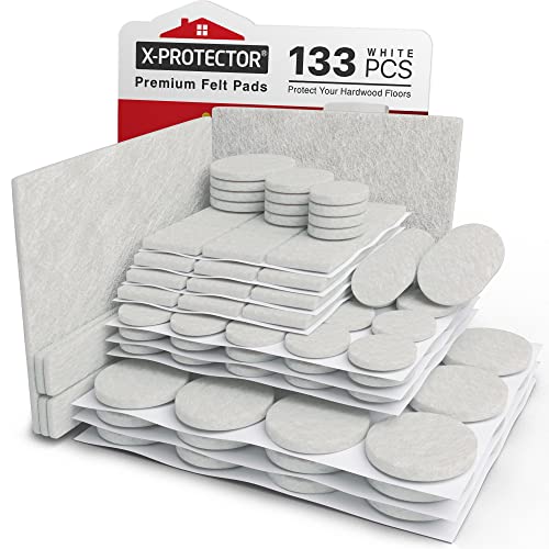Felt Furniture Pads X-PROTECTOR 133 PCS - Furniture Pads for Hardwood Floor - size: 133 PCS White, Round & Square