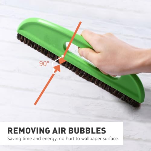 ibasenice Wallpaper Brush with Horse Mane Hair 10.03 Inch Wallpaper Smoother Tool for Wallcovering with Comfortable Handle and Hang-up Hole for Easy Storage and Precise Adhesive Application