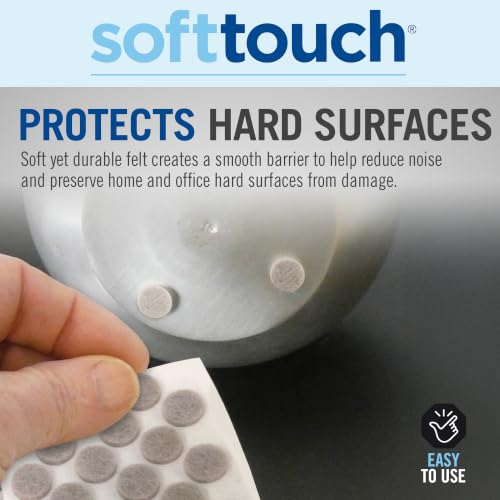 SoftTouch 3/8" Round Mini Self-Stick Furniture Slider Felt Pads for Hard Surfaces, Noise-Reducing Adhesive Furniture Moving Pads for Beds, Sofas, Dressers, 84-Count, Beige