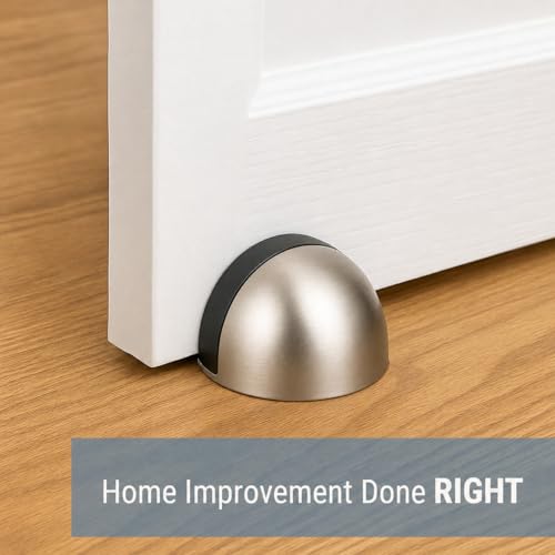 ANGSTROM Half Dome Door Stop – Heavy Duty Floor Mount Door Stopper, Modern Low-Profile Design for Home & Office, Brushed Nickel (1-Pack) - color: Brushed Nickel