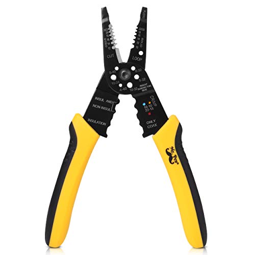 Mr. Pen- Wire Stripper, 8 inch, Wire Cutter, Wire Stripper Crimper - color: Yellow