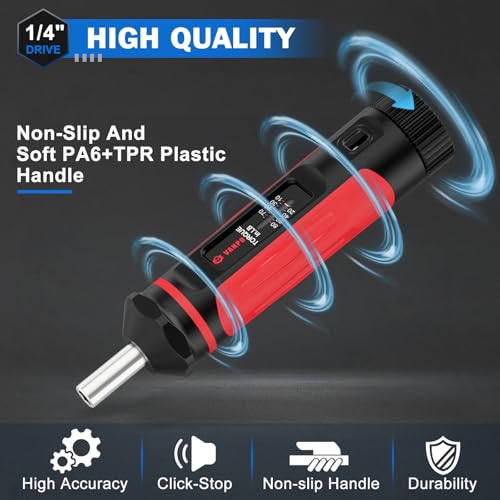 VANPO Torque Screwdriver 10-80 in-lb, 1/4" Drive Precision Driver Set - size: 10-80In-lb