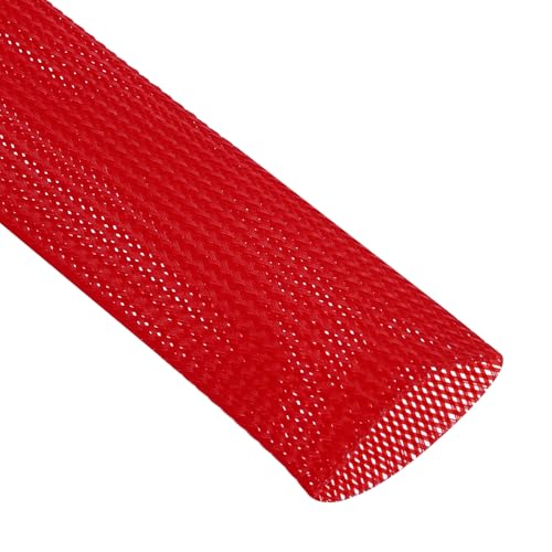 uxcell Expandable Sleeving, 1 1/2-inch 25ft Cable Sleeve, Red - color: Red, size: 1 1/2-inch x 25ft