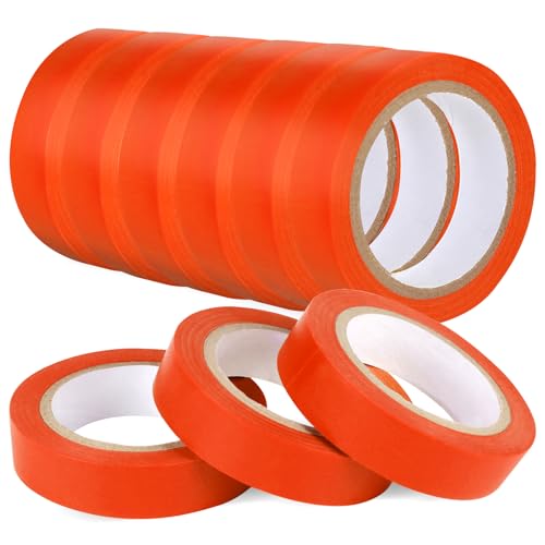 Romeda 9 Pack Electrical Tapes, Electrical Tape Water, Sun, and Oil Resistant, Electrical Tape is Suitable for Most Domestic, Commercial, and Industrial environments - Orange - color: Orange