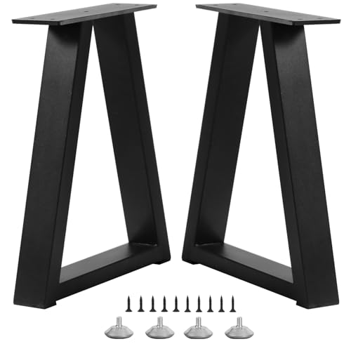 16 Inch Trapezoid Metal Table Legs for Bench, Coffee Table Legs, DIY Furniture Feets Set of 2, Including Screws and Adjustable Feet Pads, 16 Inch x 10.8 Inch - size: 16 '' Trapezoid