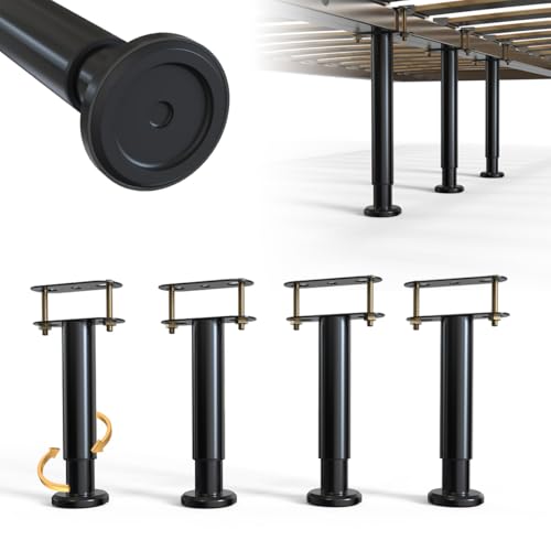 4Pcs Bed Frame Support Leg, Adjustable Height 5.8"-9" | Extra Sturdy Steel Bed Frame Support Legs with Wider Rubber Base, More Stable/Quieter, Bed Slat Reinforcement Kit - size: 5.8"-9" (4pcs)