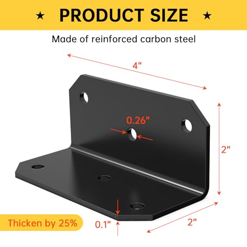 2x4 Galvanized Corner Brace – Heavy Duty L Bracket (4-Pack) - size: 2x4 inch ( 4 Pack )