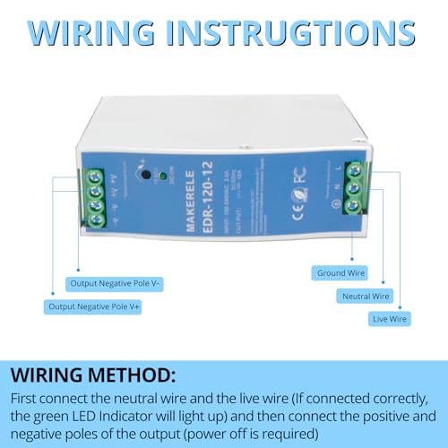 MAKERELE 120W 12V AC to DC DIN Rail Power Supply - style: 120W-12V