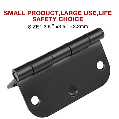 TDCHINGES Rounded Matte Black Door Hinges 3.5 Inch 5/8" Radius Flat 30 Pack - color: Matte Black-Rounded, size: 30 Pack