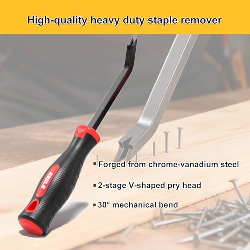 Heavy Duty Upholstery Staple Remover with Gloves, Chrome Vanadium Steel