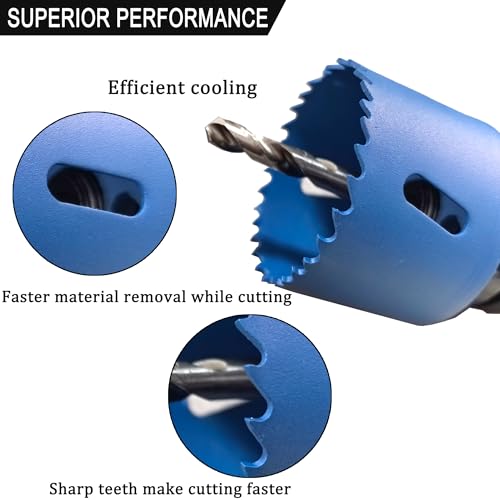 Bi-Metal Hole Saw Kit Set 3/4" to 3" HSS Hole Saw Drill Bits for Wood Boards Soft Metal Sheet PVC Fiberboard Plastic Drywall 17PCS