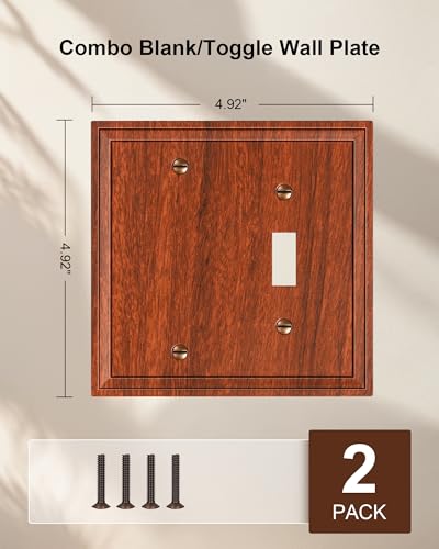 2-Pack Natural Bamboo Fiber Combo Blank/Toggle Light Switch Cover Plate - color: Wood Grain, size: 1 Blank/1 Toggle 2PK