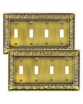 2-Pack Paisley Pattern Metal Quad Toggle Light Switch Cover Plate - style: 4 Toggle 2PK