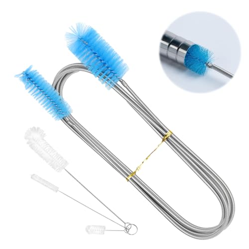 79” Flexible Pipe Cleaner Brush Set, Dual-Ended and Extra-Long Stainless Steel Cleaning Tool for Homeowner Mechanics Clean Sink Refrigerator Coils Shower Drain Plumbing Maintenance Fish-Tank