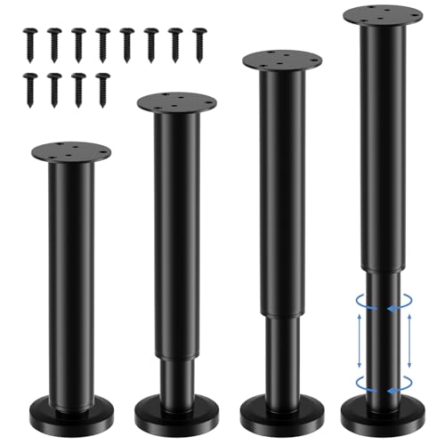 4 Pack Adjustable Height Replacement Furniture Legs 10-17 Inch - size: 10-17in