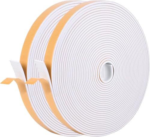 Kikerike Self Adhesive Foam Tape Weatherstrip 1/2in x 1/8in x 66Ft High Density Foam Insulation Strips Seal Weather Stripping with Strong Adhesive for Door and Window Sound Isolation Soundproofing - size: 1/2in x 1/8in x 66Ft