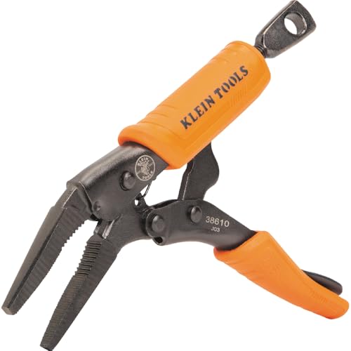 Klein Tools 38610 Locking Plier, Long Nose with Lever Release Handles, High Torque, Ideal for Tight Spaces, 4-Inch - style: 4-In Long Nose