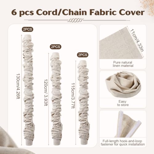 2x3.7ft,2x3.9ft,2x4.2ft 6 Pack Fabric Cord Cover for Electric Wire, Beige - size: 2x3.7ft,2x3.9ft,2x4.2ft