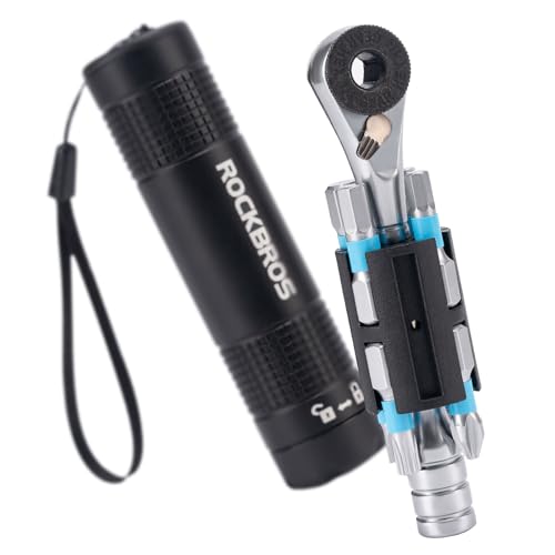 ROCKBROS Bike Repair Tool Kit, Portable 72-Tooth Ratchet Set with 8 S2 Bits