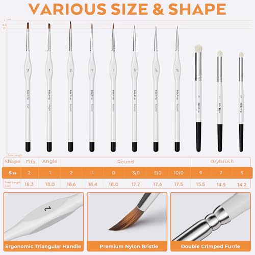 Nicpro Miniature Painting Kit with Wet Palette, Detail Paint Brush Drybrush - color: White
