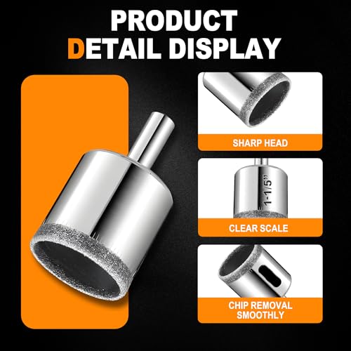 KATA 10PCS Diamond Drill Bit Set for Glass, Tile, Ceramic, Marble, Granite - color: 10 PCS Diamond Hole Saw Kit