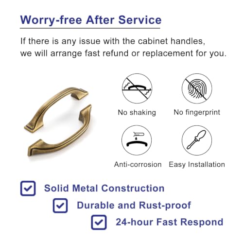 3 Inch Antique Brass Cabinet Pulls Arch Drawer Handles 10 Pack P2409 - color: Antique Brass, size: 3" Hole Centers-10 Pcs