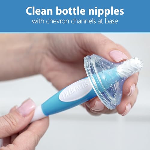 Dr. Brown's Reusable Sponge Baby Bottle Cleaning Brush Set with Suction Cup Stand,Scrubber and Nipple Cleaner,Blue,(Pack of 18) - color: Blue Bottle Brush, size: 18-Pack