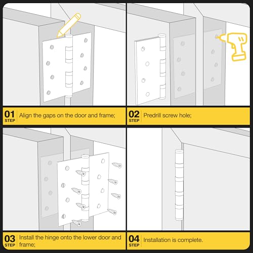 KOLET Ball Bearing Door Hinges, 4 x 4 Inches, Matte Black, 6 Pack - color: Black, size: 6 Pack