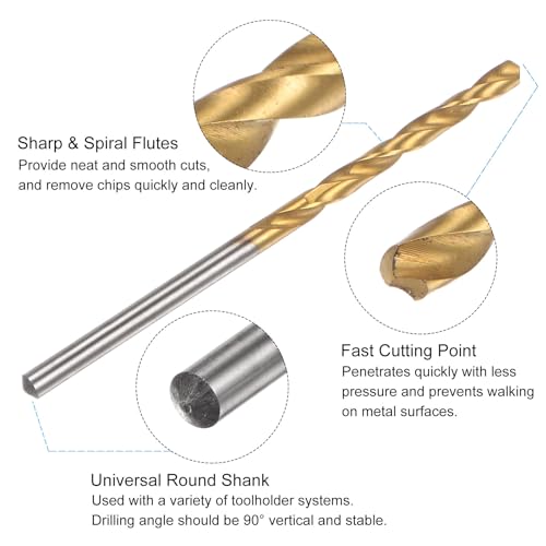 uxcell Tap & Drill Bit Set, 5-40 UNC Straight Flute Thread Tap and 1/10" (2.6mm) Twist Drill Bit, Titanium Coated M2 High Speed Steel Thread Repair Tapping Tools - size: 5-40 UNC + 1/10" (2.6mm)