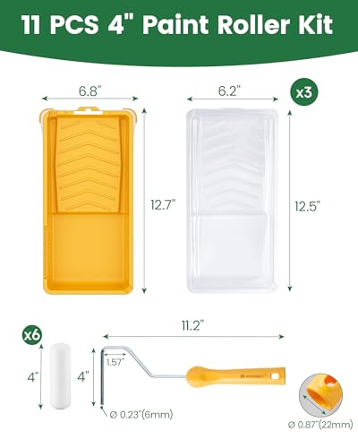 Voomey 11 Pack 4 Inch Paint Roller Kit, Mini Paint Roller Kit - size: 4 Inch Mini Paint Roller Kit 11 Pack
