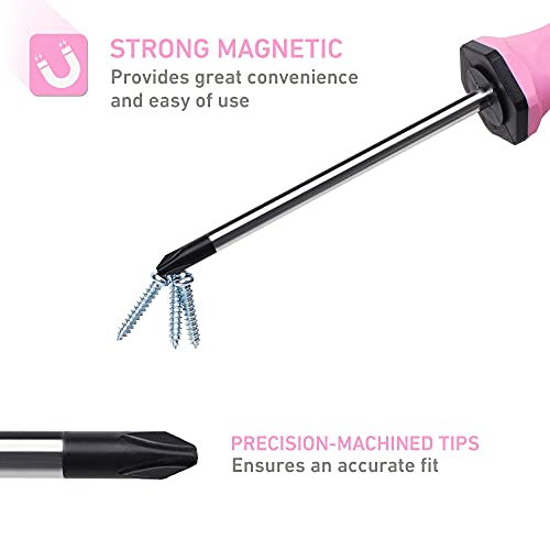 FASTPRO 8-Piece Pink Magnetic Screwdrivers Set - color: Pink