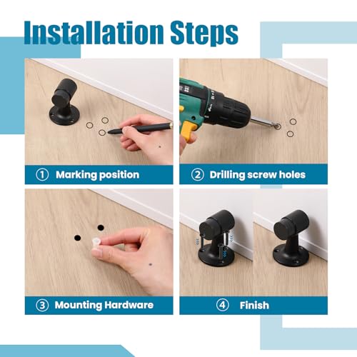Yaocom 2 Pack Heavy Duty Floor Mounted Door Stop 3 in Aluminum Commercial Grade Door Stopper with Rubber Bumper & Stainless Steel Screws (Black) - color: Black