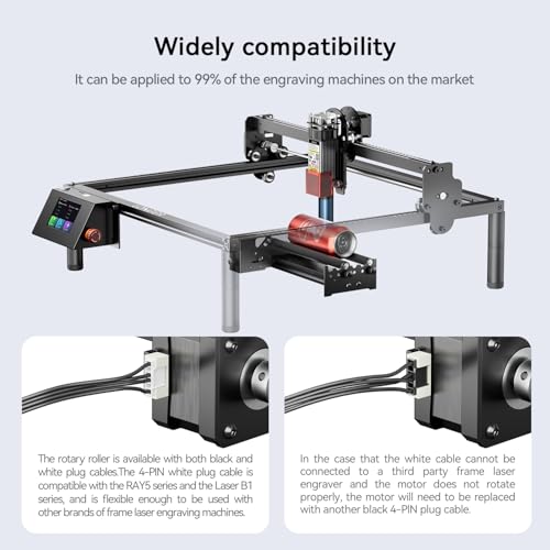 Longer Rotary Roller Series,Laser Engraver Rotary Roller, Y-axis Rotary Roller 360° Rotation for Laser Engraver Engraving Cylindrical Objects Tumblers Cans Cups Bottles, Adjustable Diameters 6-200mm - size: 6-200mm