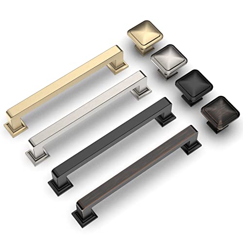 Asidrama 10 Pack 5 inch Brushed Brass Kitchen Cabinet Handles | Heavy-Duty Solid Zinc, 2 Screw Sizes, 5" Hole Center(128mm), Cupboards, Drawers, Dressers, Furniture, Hardware - color: Brushed Brass, size: 5" Hole Center(128mm)