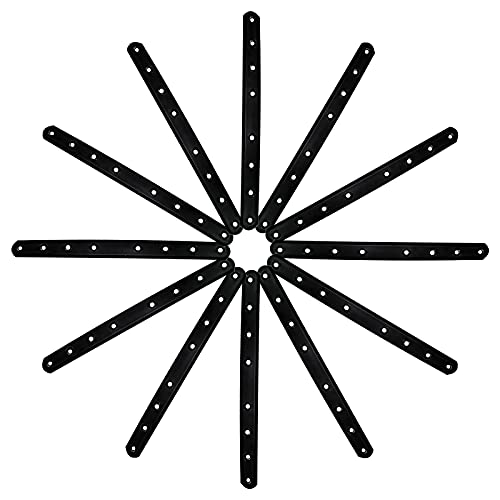 12Pack Straight Brackets Black Mending Plate 10In Metal Brackets for Brace - size: 12 Inch (12 Pack)