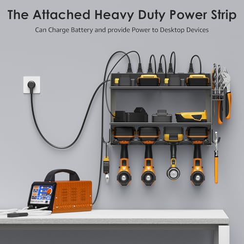 CCCEI Wall Mount Modular Tool Charging Organizer, Grey, 1 Pack, 3 Tier. - color: Grey