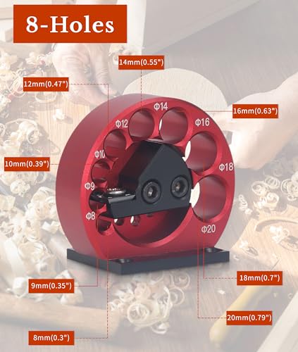 Dowel Maker, 8 to 20mm Dowel Maker Round Rod Auxiliary Tool, Aluminum Alloy Body Easy to Operate Cemented Carbide Blade Dowel Cutter for Woodworking