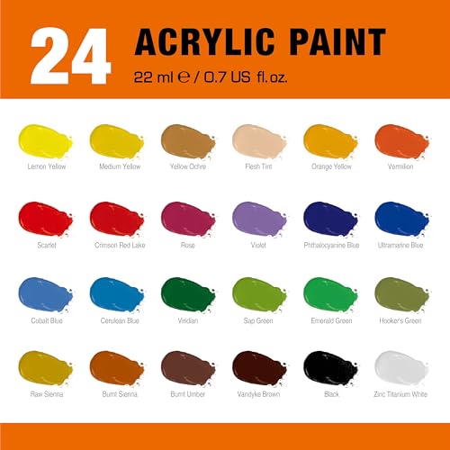 24 Colors Professional Acrylic Paint Set, Artist Paint Supplies - color: 24 Colors