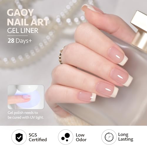 GAOY Beige White Swirl Gel Nail Polish Art Liner, 12ml Nude Color - color: Beige White